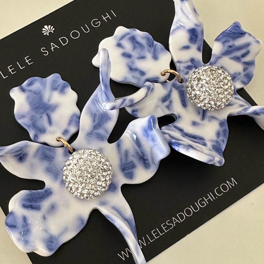 LELE sadoughi large flower crystal drop earrings